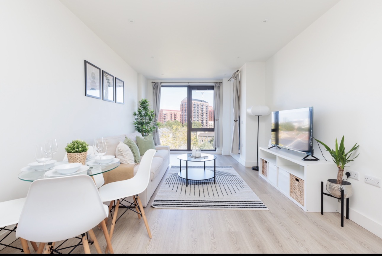 Bright furnished rental living area